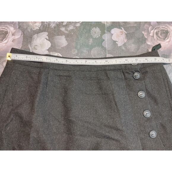 Wool Blend Side Buttoned A-Line Mini Skirt Mid Rise Charcoal Gray Womens Size 10 - Picture 5 of 7